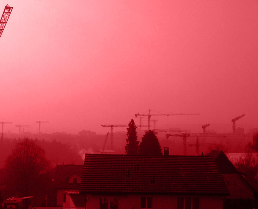 Kranlandschaft im Schweizer Mittelland