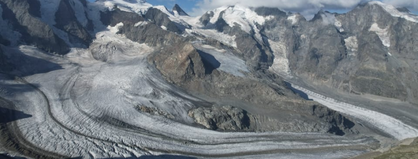 Gletscherschwund in der Schweiz: 10% Volumen weniger in nur zwei Jahren, verursacht durch die umgebremste Massenzuwanderung von neuen Konsumenten und Energieverbrauchern.
