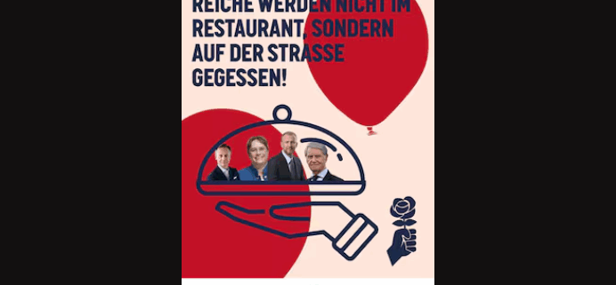 Aufruf zu Gewalt bei 1. Mai-Demo: Linksfaschistische Juso will Reiche zum Essen servieren.